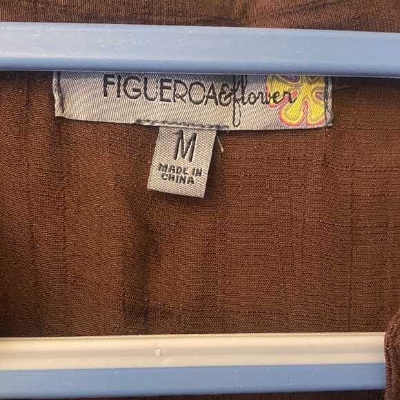 Figueroa & Flower Brown Floral Embroidered Women's Top - Picture 4 of 12